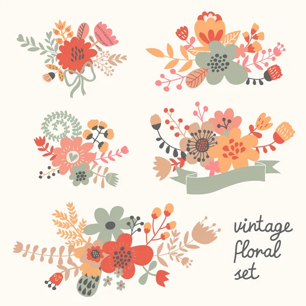 Vintage flowers in vector. — Stock Vector