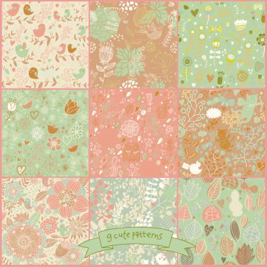 9 şık çiçekli seamless modeli