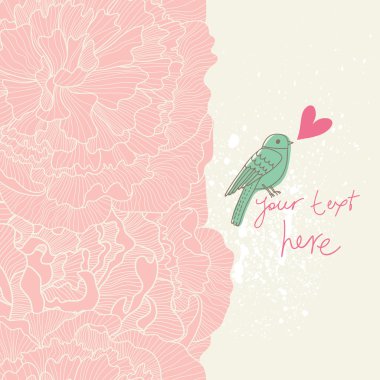 romantik çiçek arka plan peonies ve kuş ile.