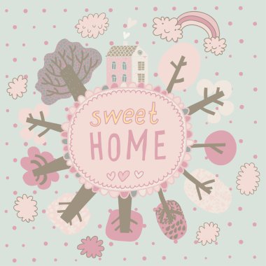hafif tatlı ev concept kartı vektör