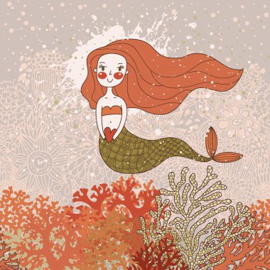 Deniz kızı aşık ile şirin kart.