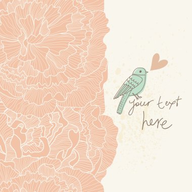 romantik çiçek arka plan peonies ve kuş ile.