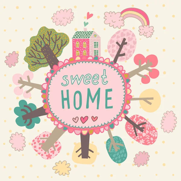 Douce carte concept Sweet Home en vecteur — Image vectorielle