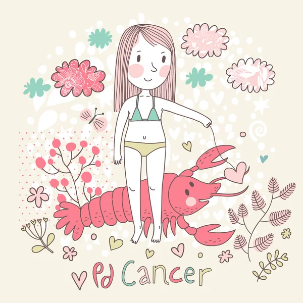 Signo del zodiaco lindo - Cáncer . — Vector de stock