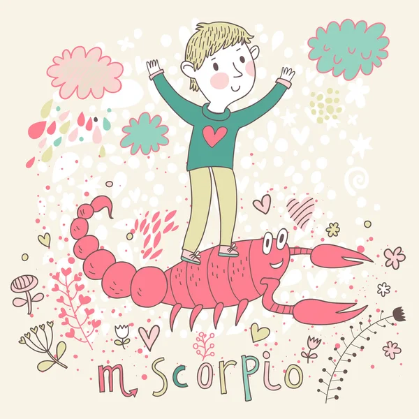 Cute zodiac sign - Scorpio. — Stock Vector