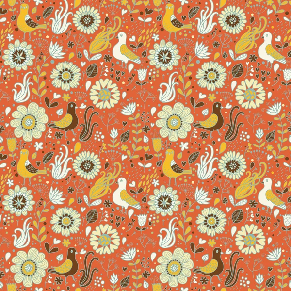 Lumineux motif floral sans couture avec des oiseaux vintage . — Image vectorielle