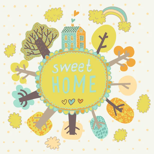 Douce carte concept Sweet Home en vecteur — Image vectorielle