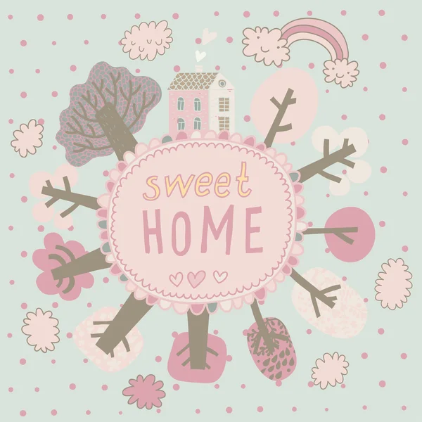 Gentle Sweet Home concept card in vettoriale — Vettoriale Stock