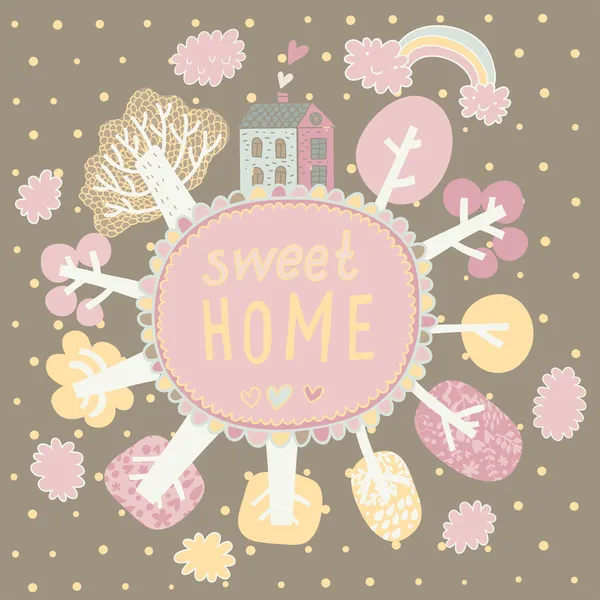 Cartão conceito Sweet Home suave no vetor — Vetor de Stock