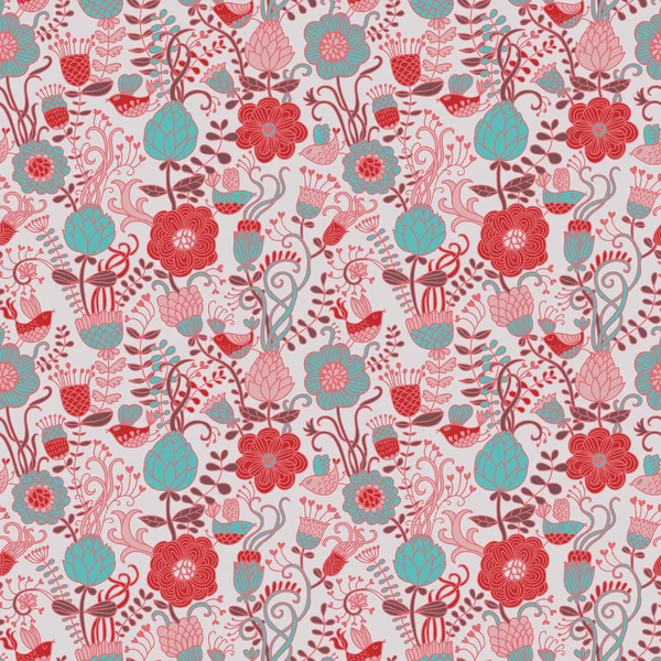 Stylish vintage floral wallpaper in pink colors. — Stock Vector