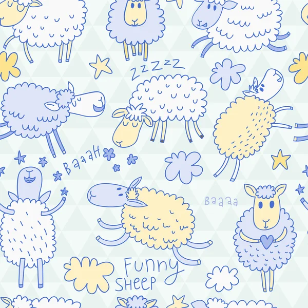 Divertente cartone animato pecore nel cielo — Vettoriale Stock
