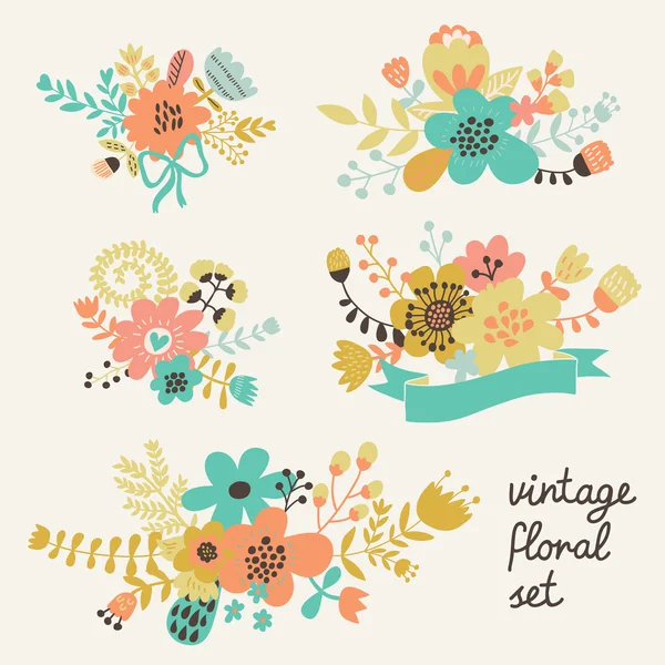 Flores vintage en vector . — Archivo Imágenes Vectoriales