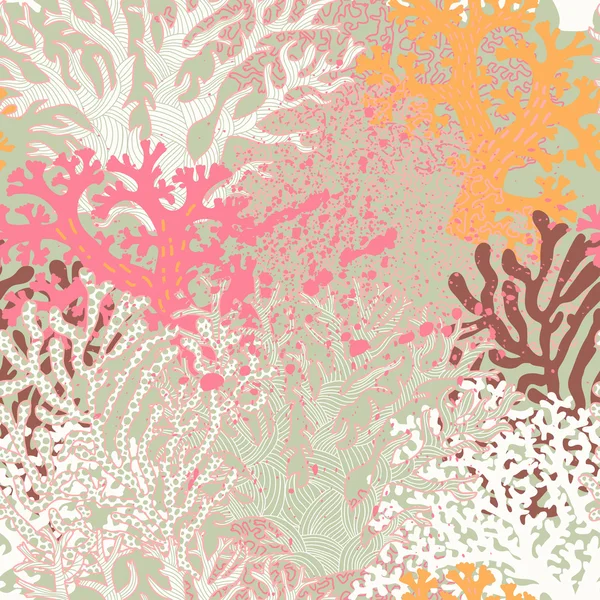 Bright underwater seamless pattern with beautiful corals. — Stock Vector