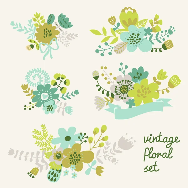 Vintage bloemen in vector. — Stockvector