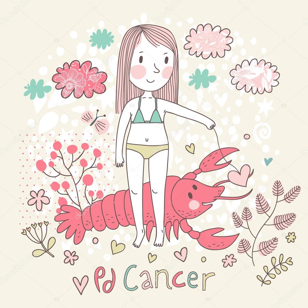 Cute zodiac sign Cancer. — Stock Vector © smilewithjul 44232099