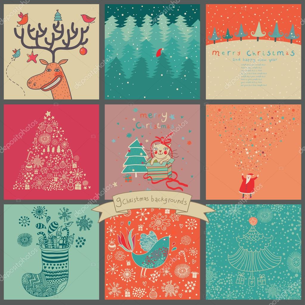 面白いクリスマスと新年をベクターに設定 ストックベクター C Smilewithjul