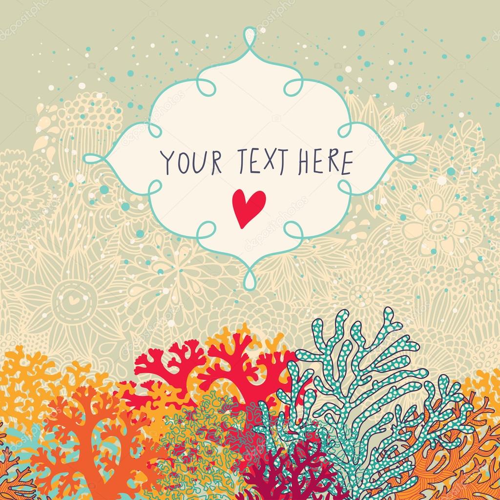 Underwater card with textbox made of colorful corals
