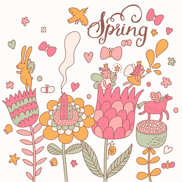 Cute bahar kavramı kartı vektör. — Stok Vektör