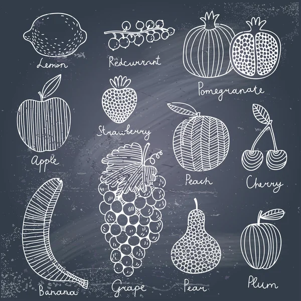 Frutas y bayas elegantes en el vector . — Vector de stock