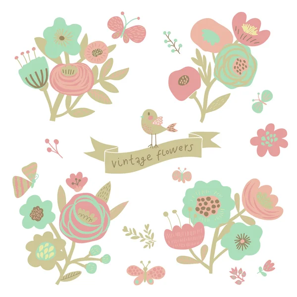 Bright floral elements in vector. — Stock Vector
