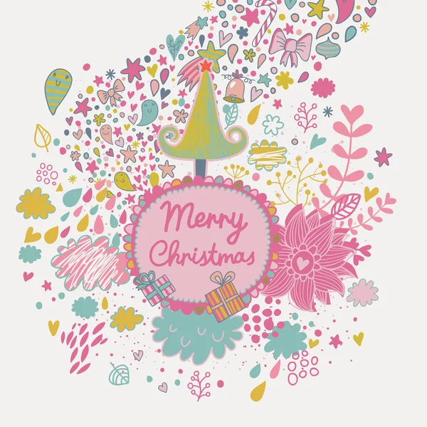 Cute vintage merry christmas card — Stock Vector