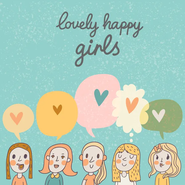 Happy girls. — Stock Vector