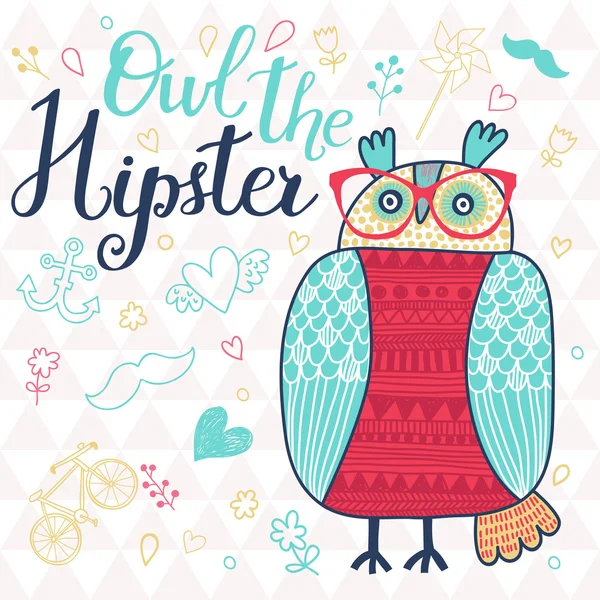 Hibou le hipster . — Image vectorielle