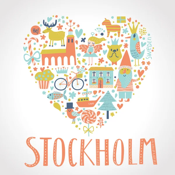 Tarjeta de concepto de Estocolmo en vector . — Vector de stock