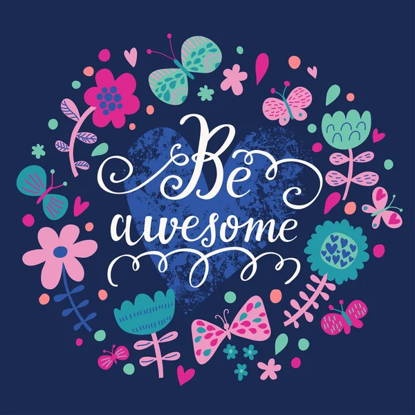 Awesome - stijlvolle floral kaart met vlinders — Stockvector