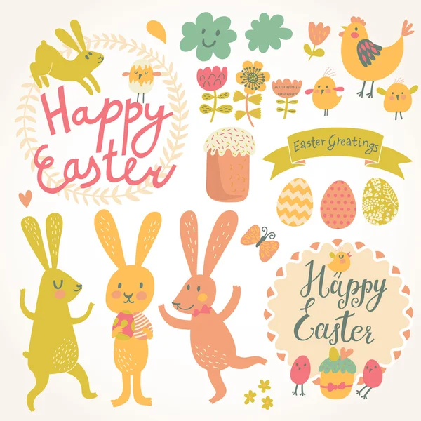 Happy Easter vector set in vector. — Stock Vector