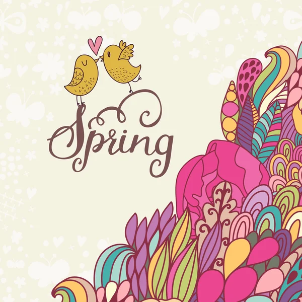 ベクトルでかわいい春概念カード. — ストックベクタ