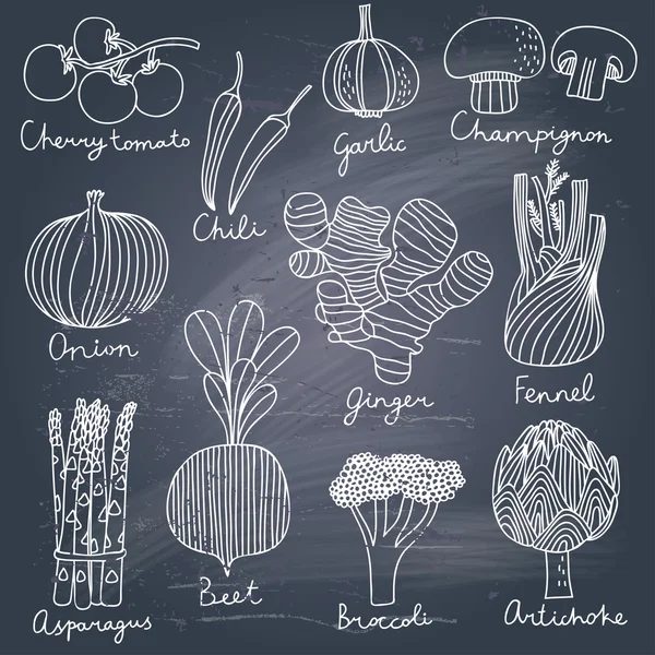 Tasty vegetables in vector set — Stock Vector