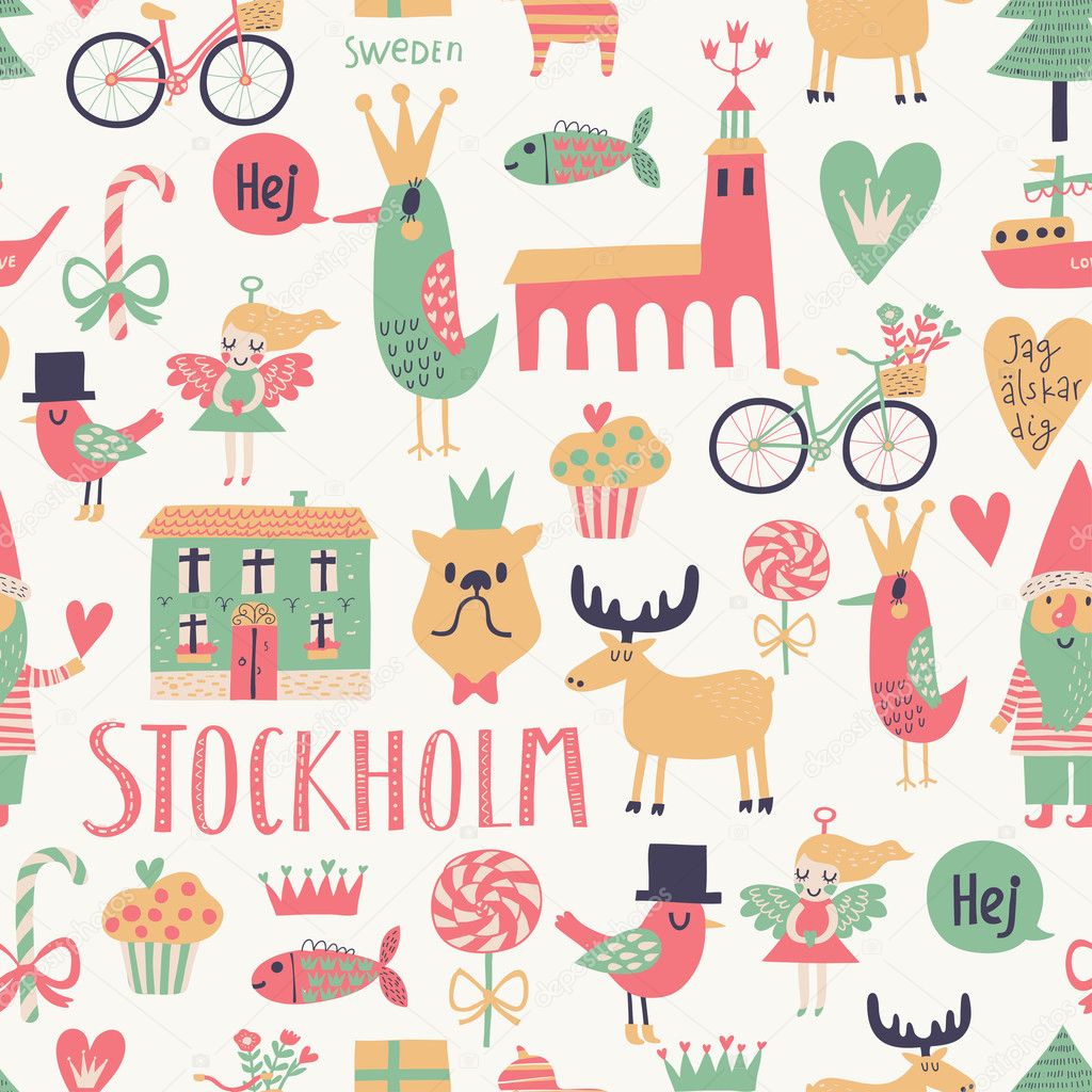 Stockholm concept seamless pattern in vector.