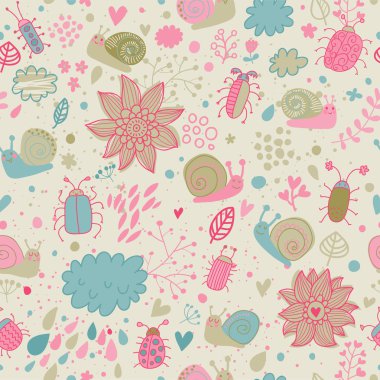 Salyangoz ve farklı böcekleri arka plan