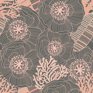 parlak çiçek Dikişsiz desen vektör.