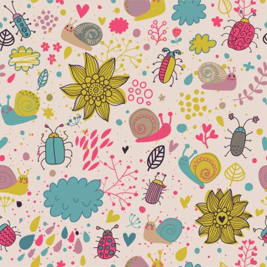 Salyangoz ve farklı böcekleri arka plan