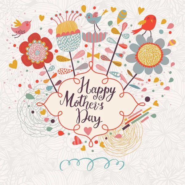 Happy mothers day card in cartoon style. — Stock Vector
