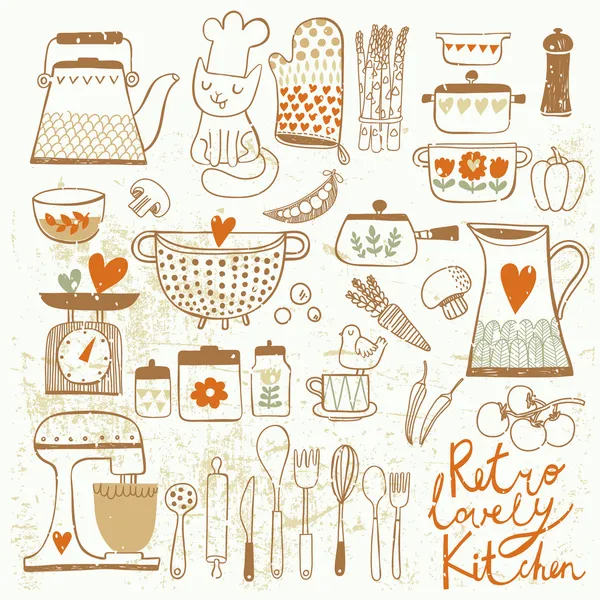 vintage mutfak vektör ayarla.