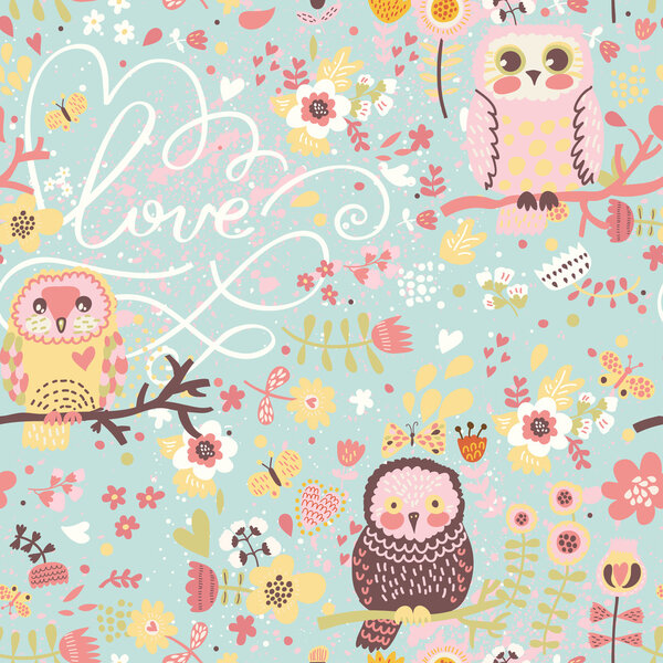 Bright spring seamless pattern in pastel colors.