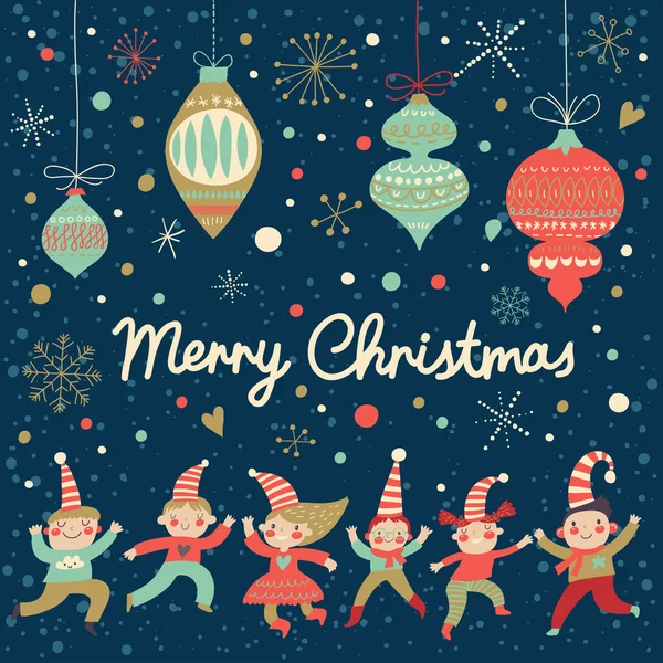 Vintage Merry Christmas card in vector. — Stock Vector