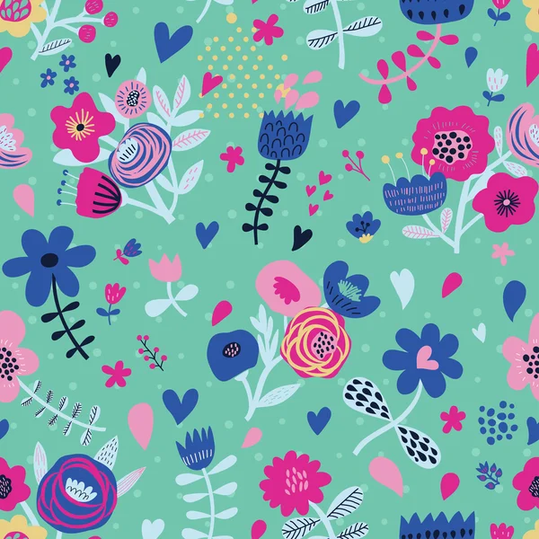 Stylish vintage seamless pattern with cute flowers — Stock Vector