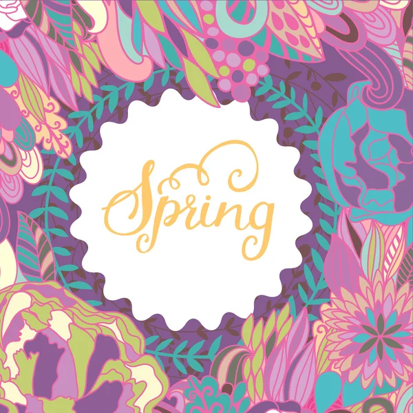 Happy spring card in fantastic bright colors. — Stock Vector