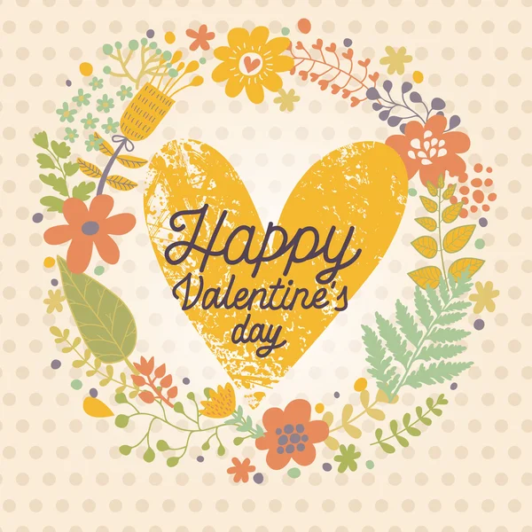 Happy Valentine's Day card in bright colors. — Stock Vector