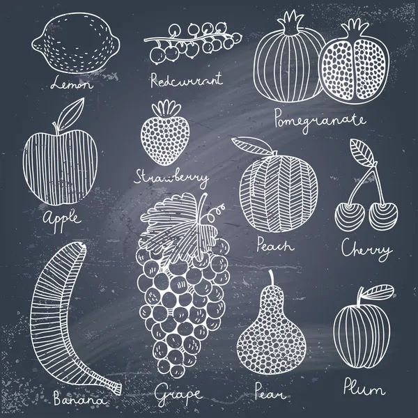 Стильные фрукты и ягоды, посаженные в вектор . — стоковый вектор
