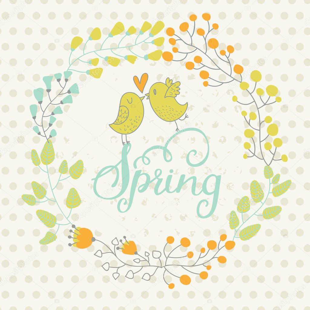 Spring concept card in warm colors.