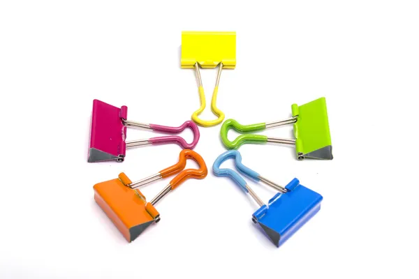 Coloured bulldog clips — Stock Photo, Image