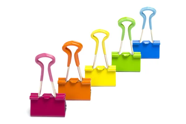 Coloured bulldog clips — Stock Photo, Image