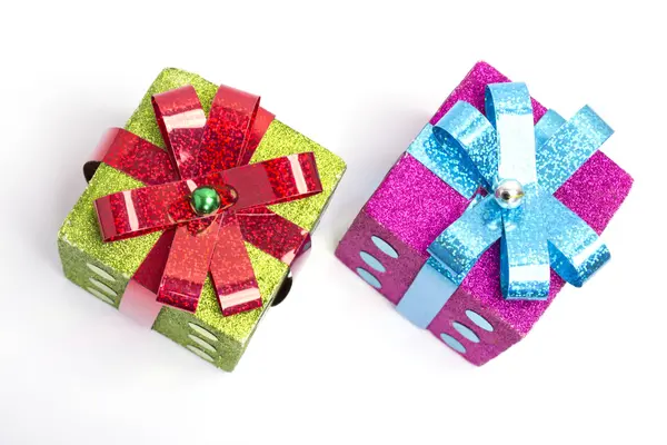 Bright coloured present boxes — Stock Photo, Image
