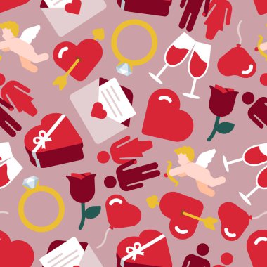 Düz düğün simgelerinin renksiz desenleri