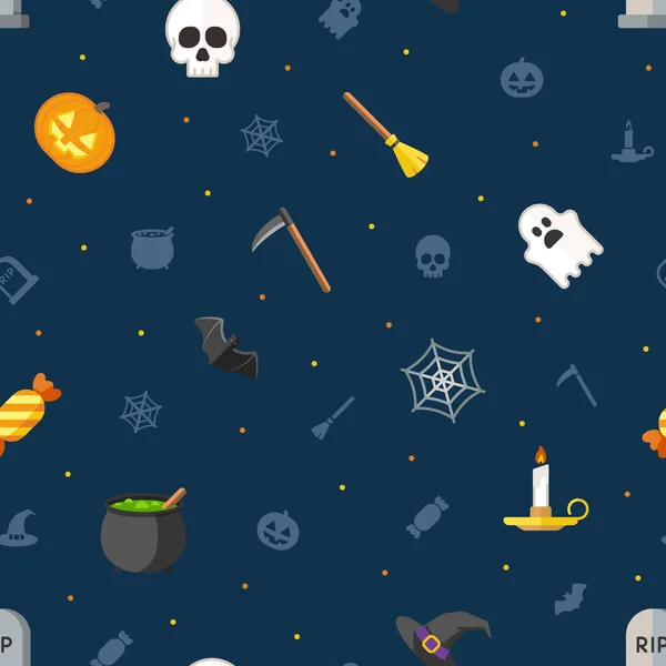 Halloween Repeatable Pattern Dark Blue Background — Stockvector